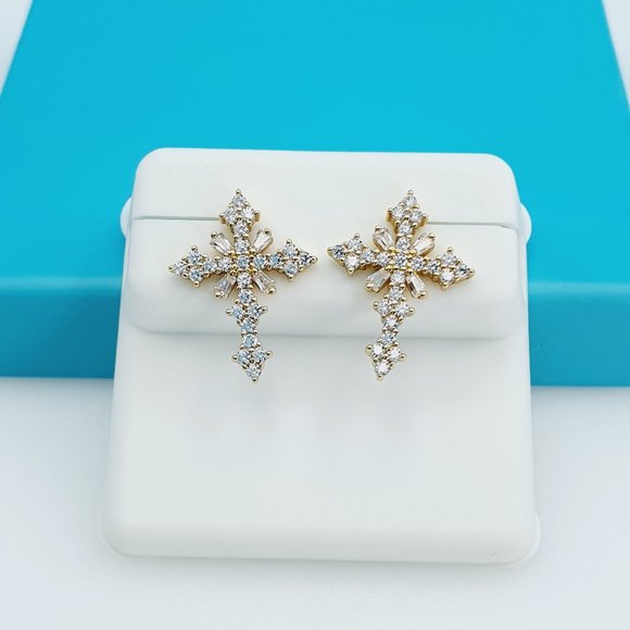 "14K Gold Plated 925 Sterling Silver CZ Beautiful Earrings for Women, 1USPAR4116 - Picture 3 of 6